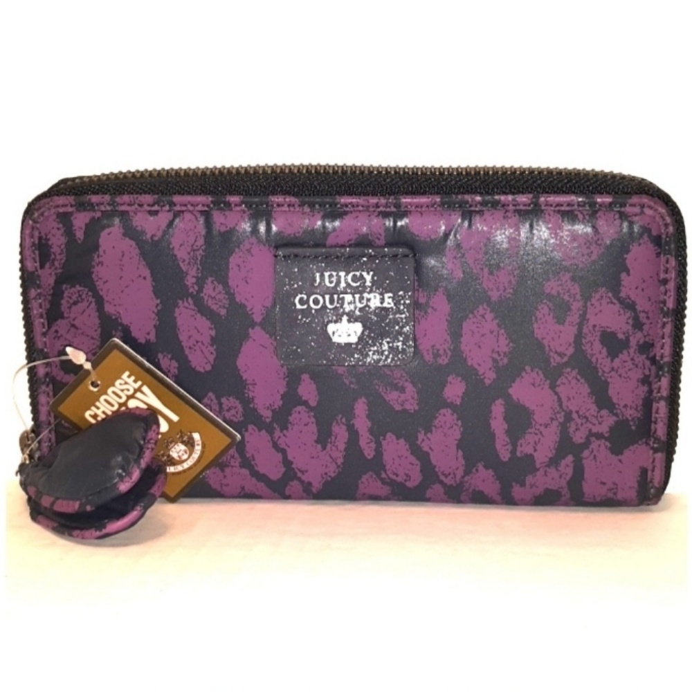 NWT JUICY COUTURE Purple Ocelot Zip Around wallet